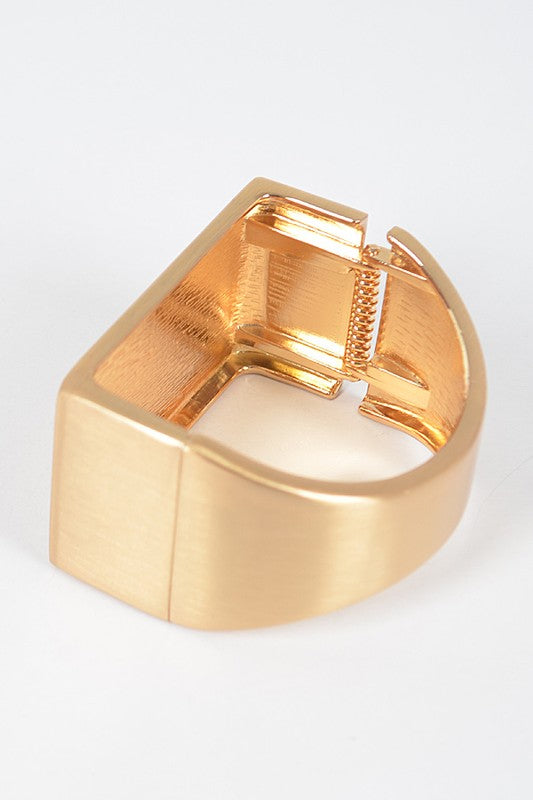 Gold Satin Brushed Finish Iconic Square Bangle