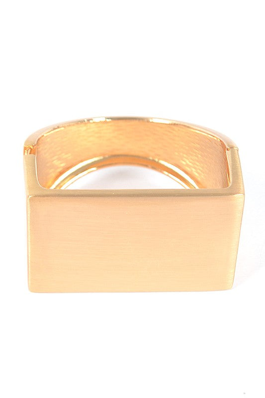 Gold Satin Brushed Finish Iconic Square Bangle