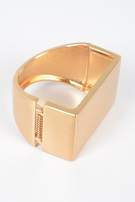 Gold Satin Brushed Finish Iconic Square Bangle