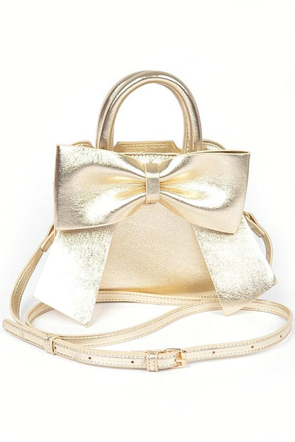 Ashley Metallic Bow Tie Top Handle Swing Bag
