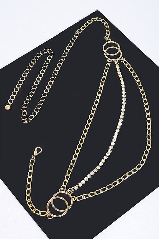 Iconic Rhinestone Mix Layered Chain Belt