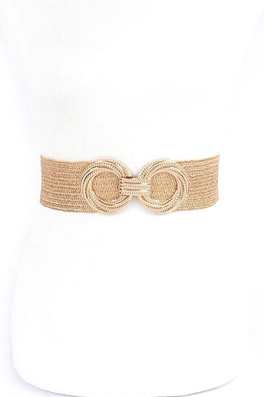 Metallic Faux Straw Elastic Belt