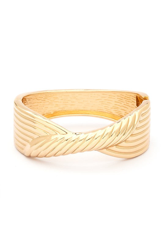 Gold Twisted Designed Hinged Bangle