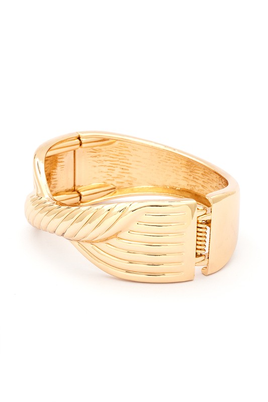 Gold Twisted Designed Hinged Bangle