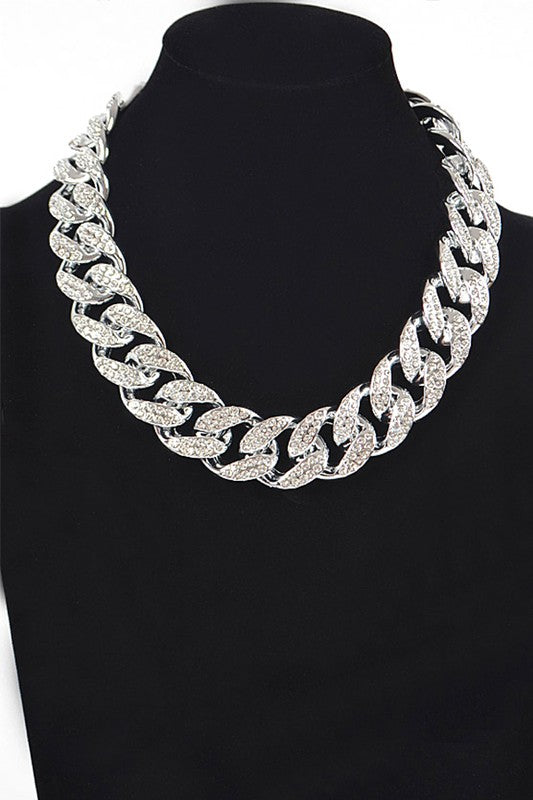 Rhinestone Pave Chunky Chain Necklace