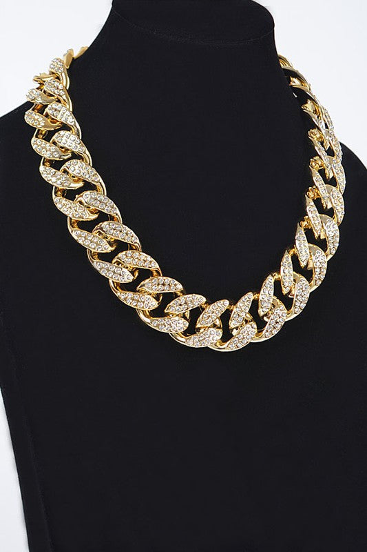 Rhinestone Pave Chunky Chain Necklace