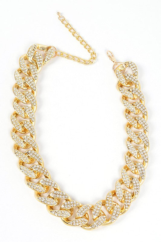 Rhinestone Pave Chunky Chain Necklace