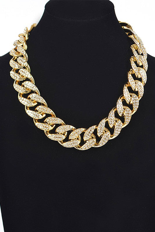 Rhinestone Pave Chunky Chain Necklace