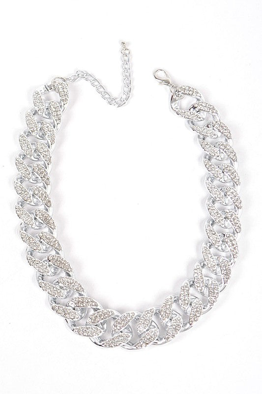 Rhinestone Pave Chunky Chain Necklace