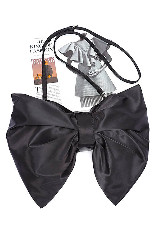 Oversize Satin Bow Convertible Clutch Swing Bag