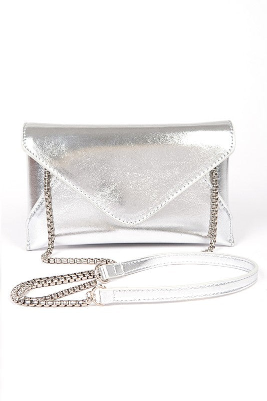 Convertible Metallic Envelope Clutch