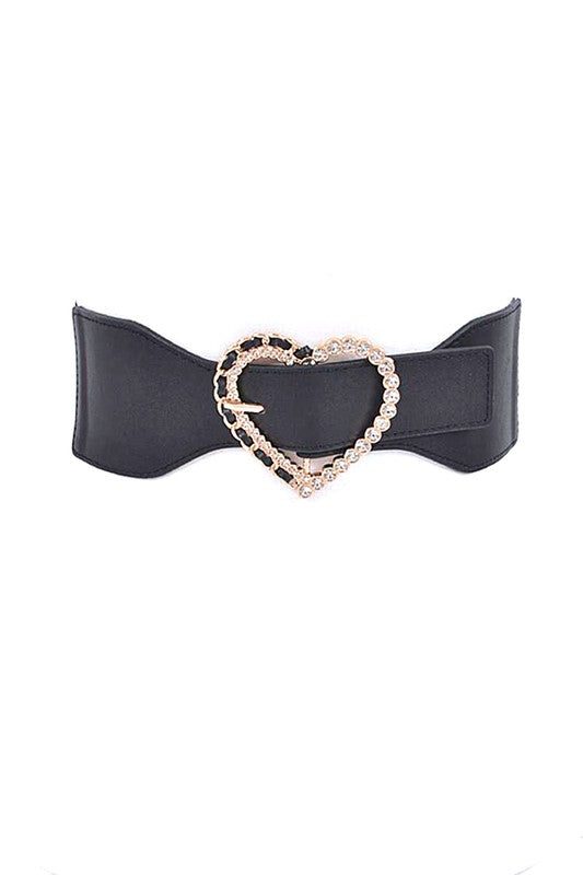 Crystal Heart Buckle Elastic Belt