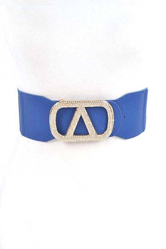 Crystal Logo Buckle Elastic Belt