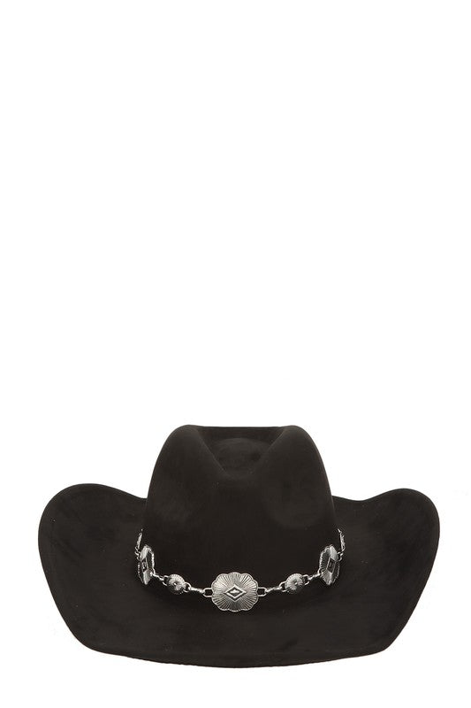 Fedora Hat with Vintage Metal Chain Accent