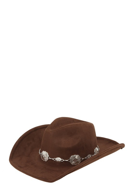 Fedora Hat with Vintage Metal Chain Accent