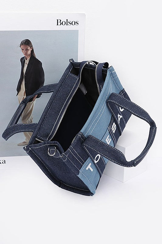 Patch Denim Iconic Tote Bag