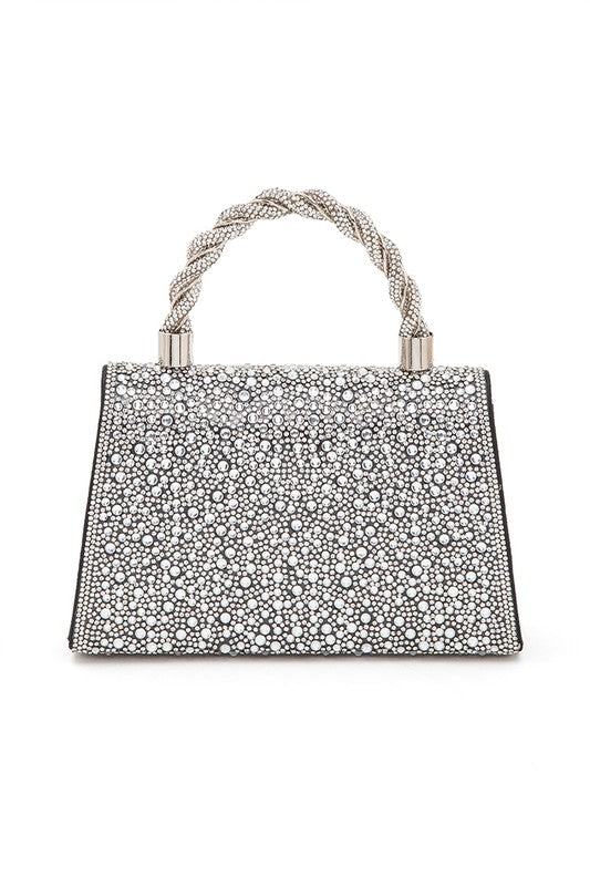 Statement Rhinestone Top Handle Clutch Bag