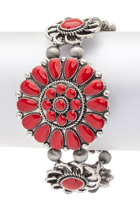 Enamel Flower Western Boho Stretch Bracelet