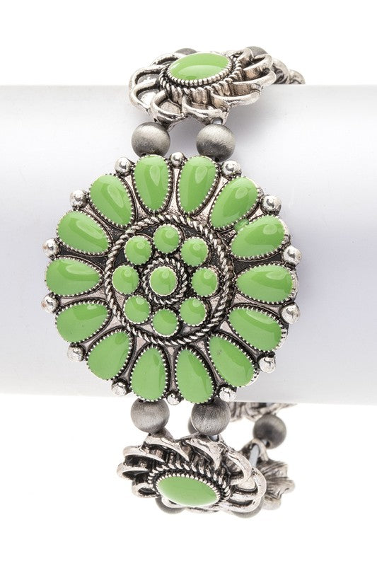 Enamel Flower Western Boho Stretch Bracelet