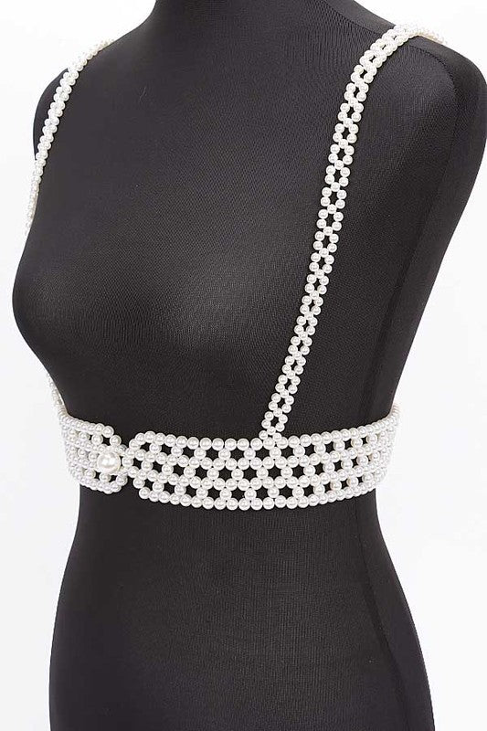 Braided Faux Pearl Harness Belt