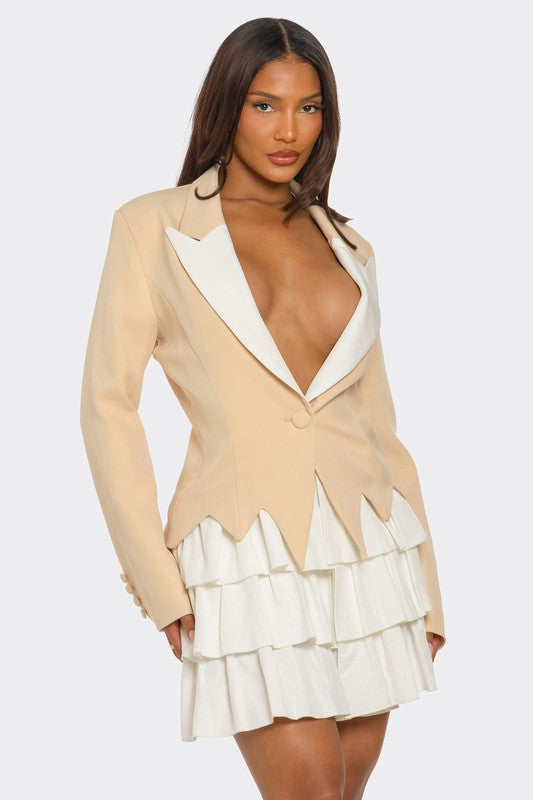 Two-Tone Blazer Dress