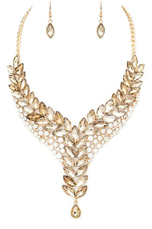 Crystal Marquis Statement Necklace Set