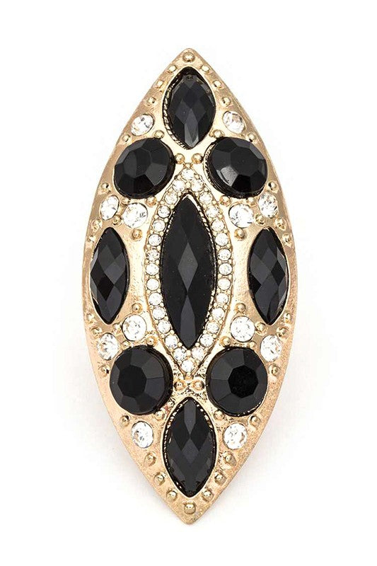 Almond Shape Bejewel Stretch Ring