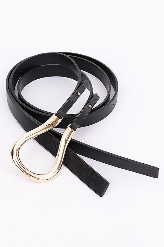 Polished Buckle Faux Leather Belt