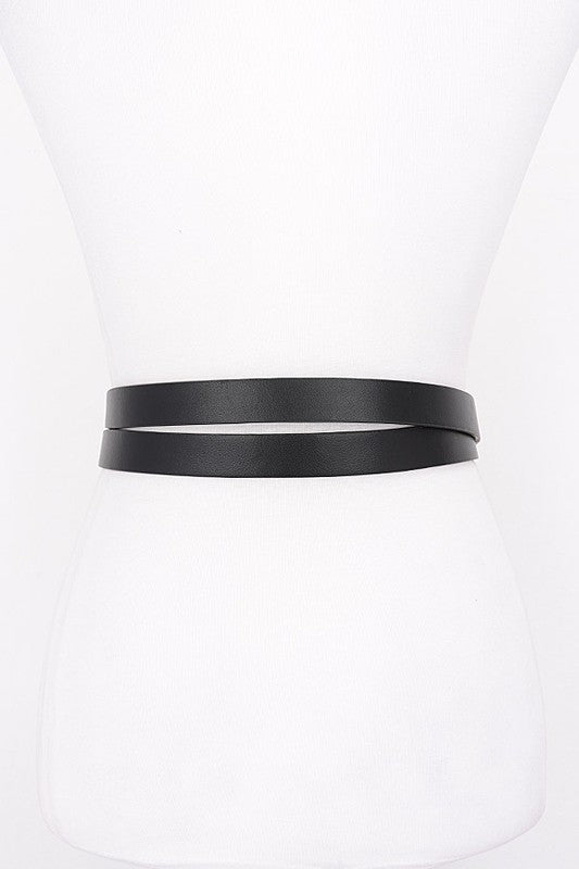 Polished Buckle Faux Leather Belt