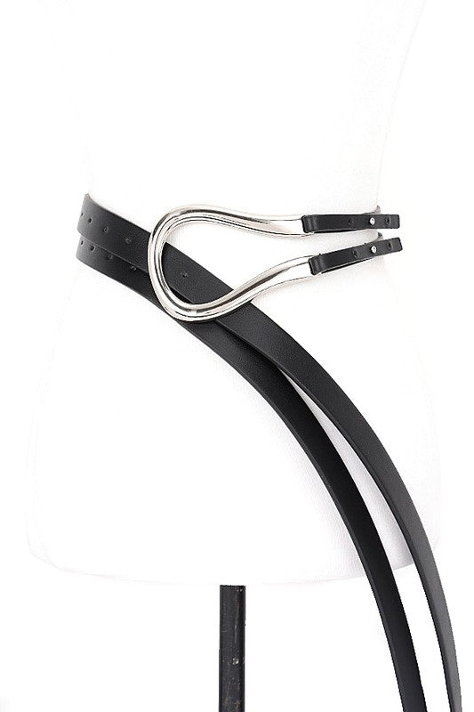 Polished Buckle Faux Leather Belt