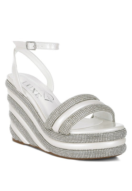 My Bliss Rhinestone Studded Wedge Sandals