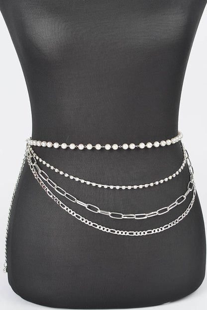 Aang Pearl Layered Chain Statement Belt