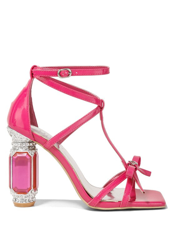 Z Affluence T Strap Stone Encrusted Heeled Sandal