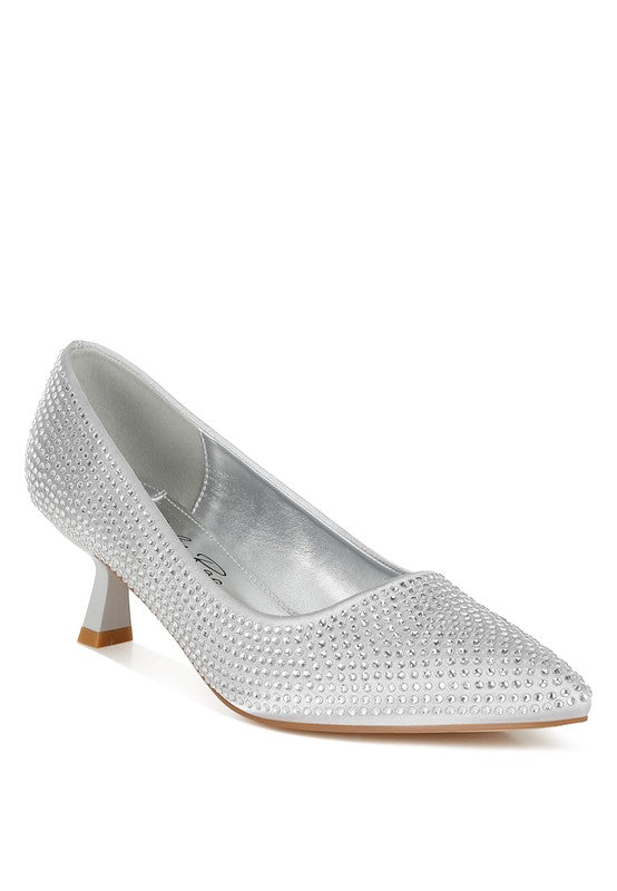 Dinah Rhinestones Embellished Kitten Heel Pumps