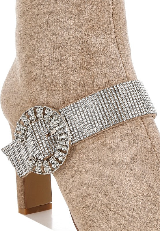 Diamante & Rhinestones Strap Boots