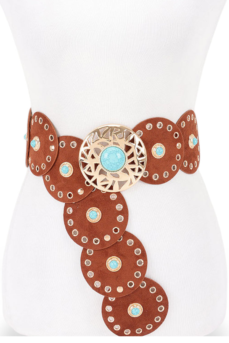 Abo Vintage Boho Disc Concho Statement Belt