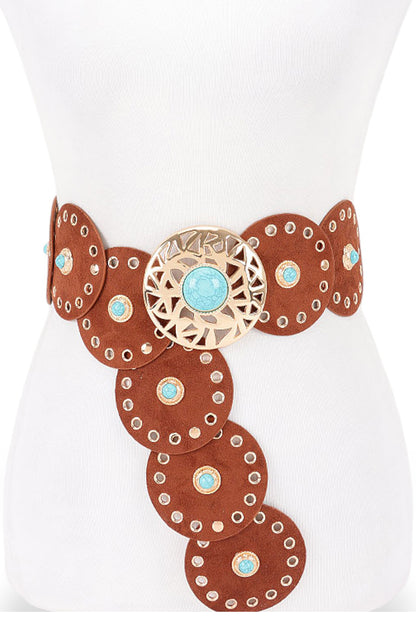 Abo Vintage Boho Disc Concho Statement Belt
