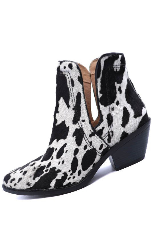 Cut Out Animal Hair Western Cowboy Booties