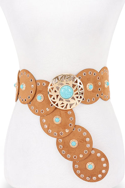 Abo Vintage Boho Disc Concho Statement Belt