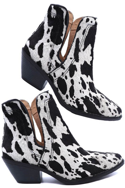 Cut Out Animal Hair Western Cowboy Booties