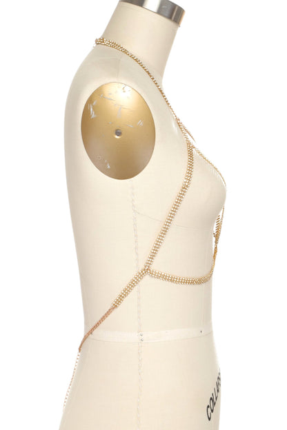 1 Gold or Silver Rhinestone Bra Body Chain
