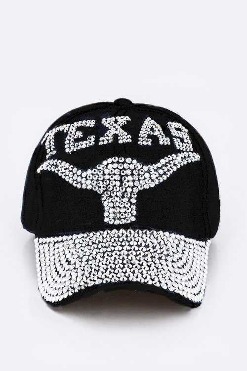 TEXAS Crystal Embellished Fashion Denim Cap