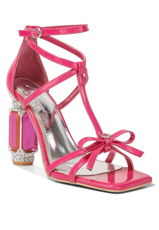 Z Affluence T Strap Stone Encrusted Heeled Sandal