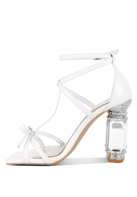 Z Affluence T Strap Stone Encrusted Heeled Sandal