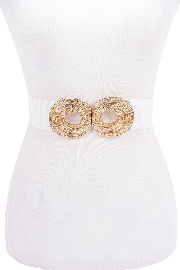 3 Oversized Metal Buckle Elastic Fashion Belt