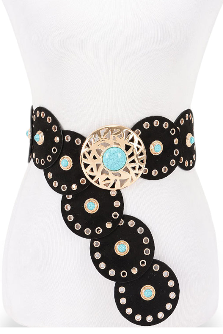 Abo Vintage Boho Disc Concho Statement Belt