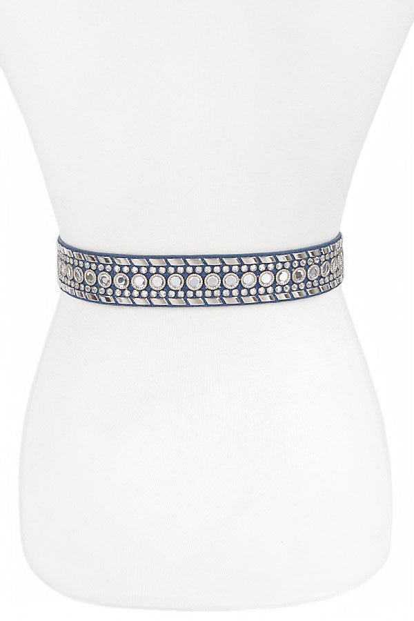 Accra Mix Stud Rhinestone Denim Western Belt