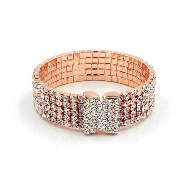 Rose Gold Rhinestone Encrusted Cuff Bracelet