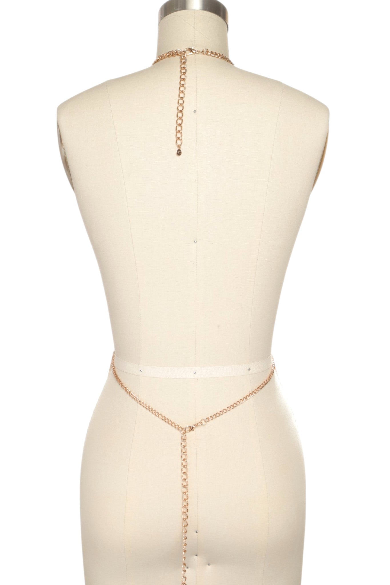 0 Gold or Silver Draped Rhinestone Body Chain