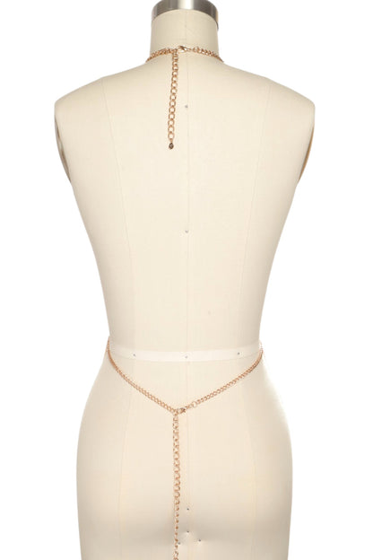 0 Gold or Silver Draped Rhinestone Body Chain